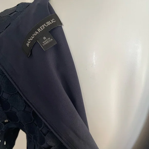 Banana Republic Navy Shift Dress Embroidery Overlay - Picture 6 of 9